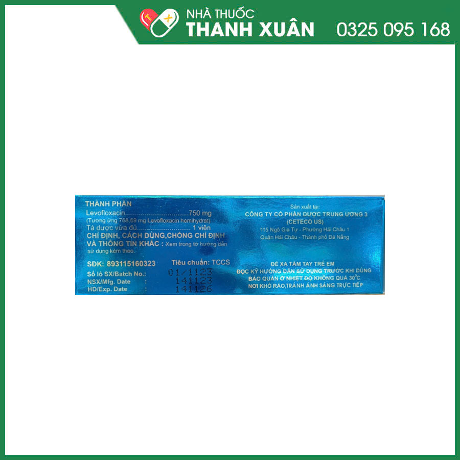 Ceteco Leflox 750 điều trị nhiễm khuẩn hô hấp, da và mô, nhiễm khuẩn tiết niệu có biến chứng, viêm thận cấp